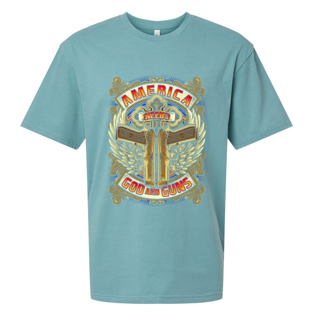 America Needs God And Guns Sueded Cloud Jersey T-Shirt