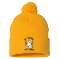 Aint No Ghost But The Holy Ghost Ghost Christian Halloween Pom Pom 12in Knit Beanie