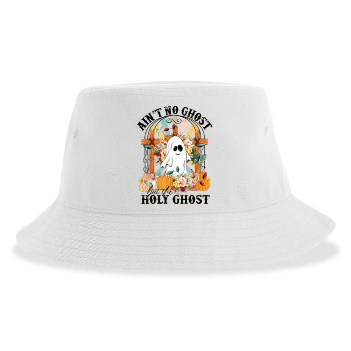 Aint No Ghost But The Holy Ghost Ghost Christian Halloween Sustainable Bucket Hat