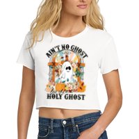Aint No Ghost But The Holy Ghost Ghost Christian Halloween Crop Top