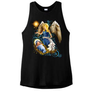 Angel With Baby Jesus Ladies PosiCharge Tri-Blend Wicking Tank