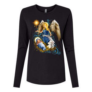 Angel With Baby Jesus Womens Cotton Relaxed Long Sleeve T-Shirt