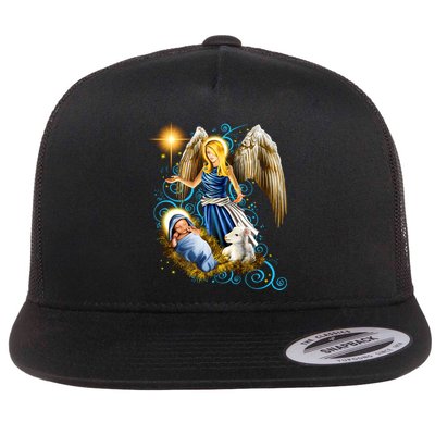 Angel With Baby Jesus Flatbill Hat