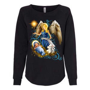 Angel With Baby Jesus Womens California Wash Sweatshirt