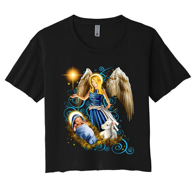 Angel With Baby Jesus Crop Top