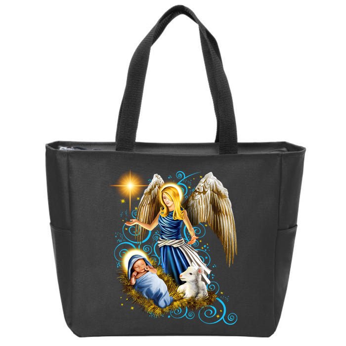 Angel With Baby Jesus Zip Tote Bag