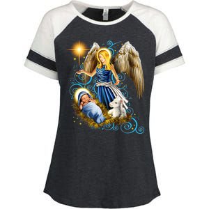 Angel With Baby Jesus Enza Ladies Jersey Colorblock Tee