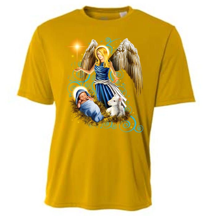 Angel With Baby Jesus Cooling Performance Crew T-Shirt