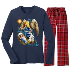 Angel With Baby Jesus Women's Long Sleeve Flannel Pajama Set 