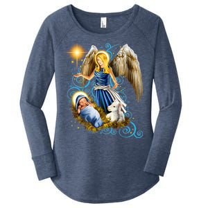 Angel With Baby Jesus Women's Perfect Tri Tunic Long Sleeve Shirt