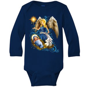 Angel With Baby Jesus Baby Long Sleeve Bodysuit