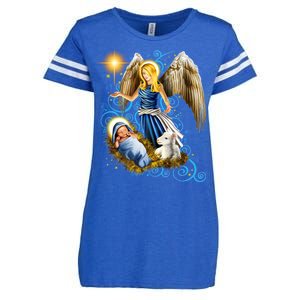 Angel With Baby Jesus Enza Ladies Jersey Football T-Shirt