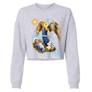 Angel With Baby Jesus Cropped Pullover Crew