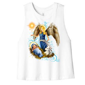 Angel With Baby Jesus Women's Racerback Cropped Tank