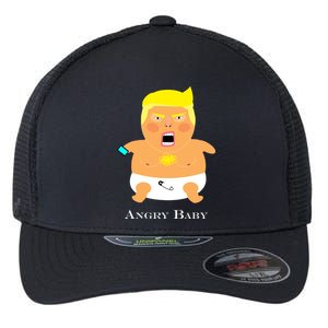 Angry Baby Trump Flexfit Unipanel Trucker Cap