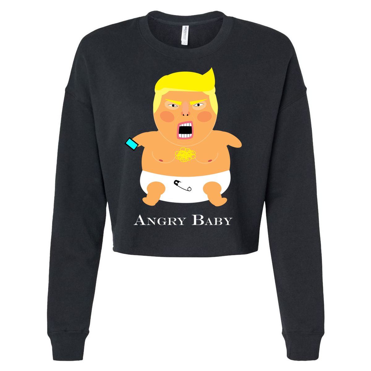 Angry Baby Trump Cropped Pullover Crew