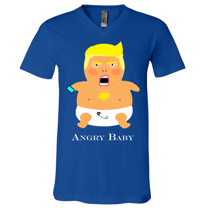 Angry Baby Trump V-Neck T-Shirt