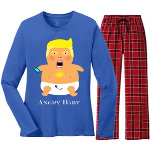 Angry Baby Trump Women's Long Sleeve Flannel Pajama Set 