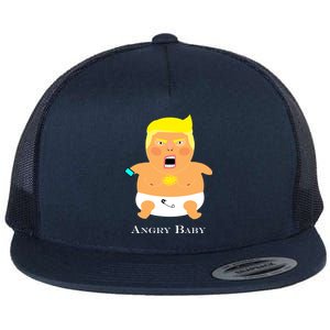 Angry Baby Trump Flat Bill Trucker Hat