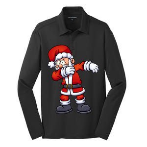 Angry Dabbing Santa Christmas Silk Touch Performance Long Sleeve Polo