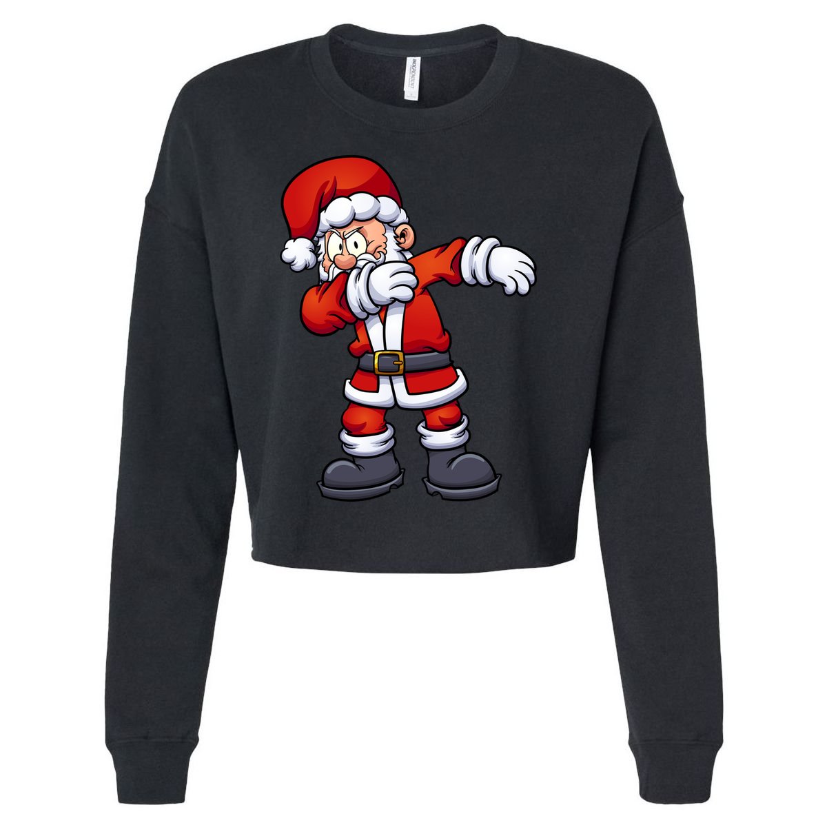 Angry Dabbing Santa Christmas Cropped Pullover Crew