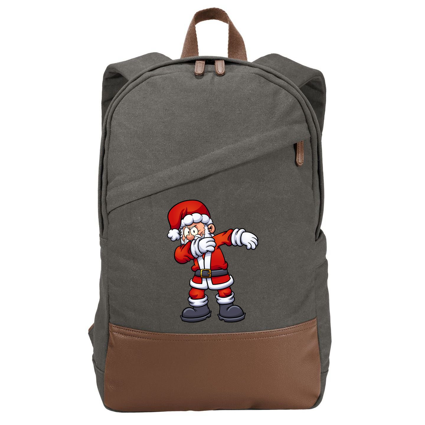 Angry Dabbing Santa Christmas Cotton Canvas Backpack