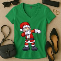 Angry Dabbing Santa Christmas Women's V-Neck T-Shirt