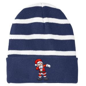 Angry Dabbing Santa Christmas Striped Beanie with Solid Band