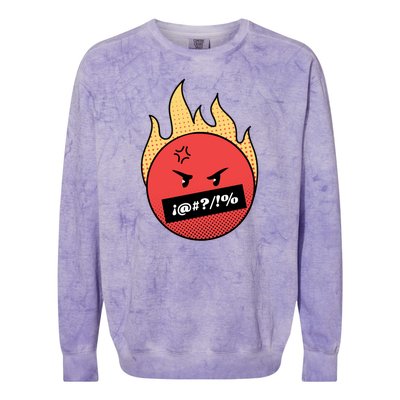 Angry Flaming Emoji Colorblast Crewneck Sweatshirt