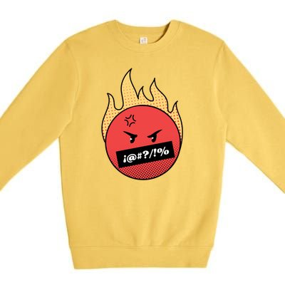 Angry Flaming Emoji Premium Crewneck Sweatshirt