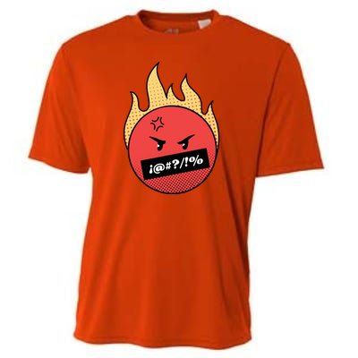 Angry Flaming Emoji Cooling Performance Crew T-Shirt