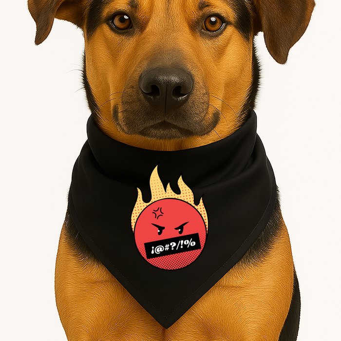 Angry Flaming Emoji USA-Made Doggie Bandana