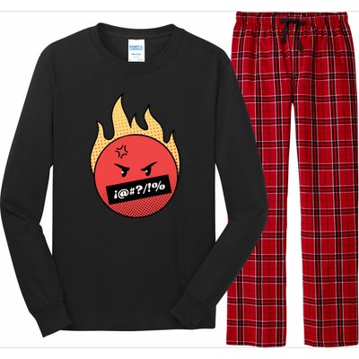 Angry Flaming Emoji Long Sleeve Pajama Set