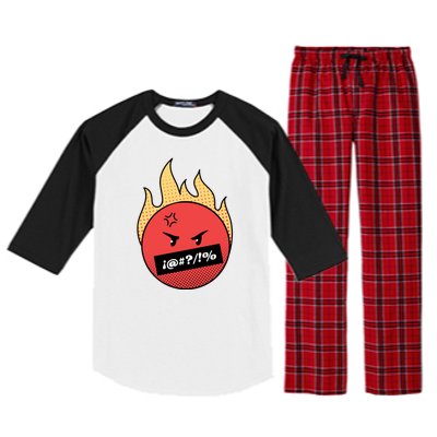 Angry Flaming Emoji Raglan Sleeve Pajama Set