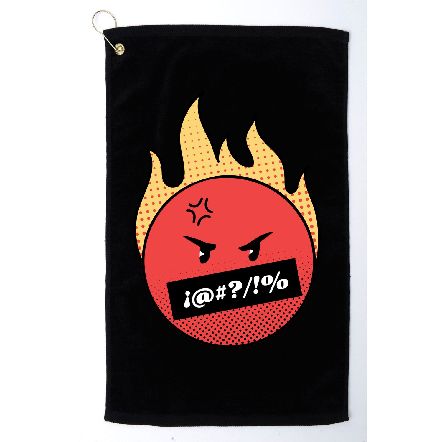 Angry Flaming Emoji Golf Towel