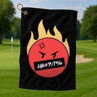 Angry Flaming Emoji Golf Towel