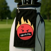 Angry Flaming Emoji Golf Towel