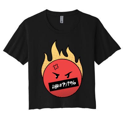 Angry Flaming Emoji Crop Top