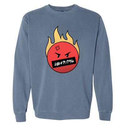 Angry Flaming Emoji Garment-Dyed Sweatshirt