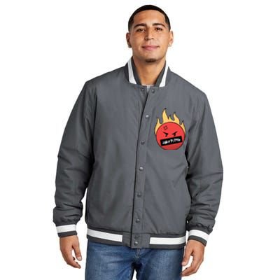 Angry Flaming Emoji Insulated Varsity Jacket