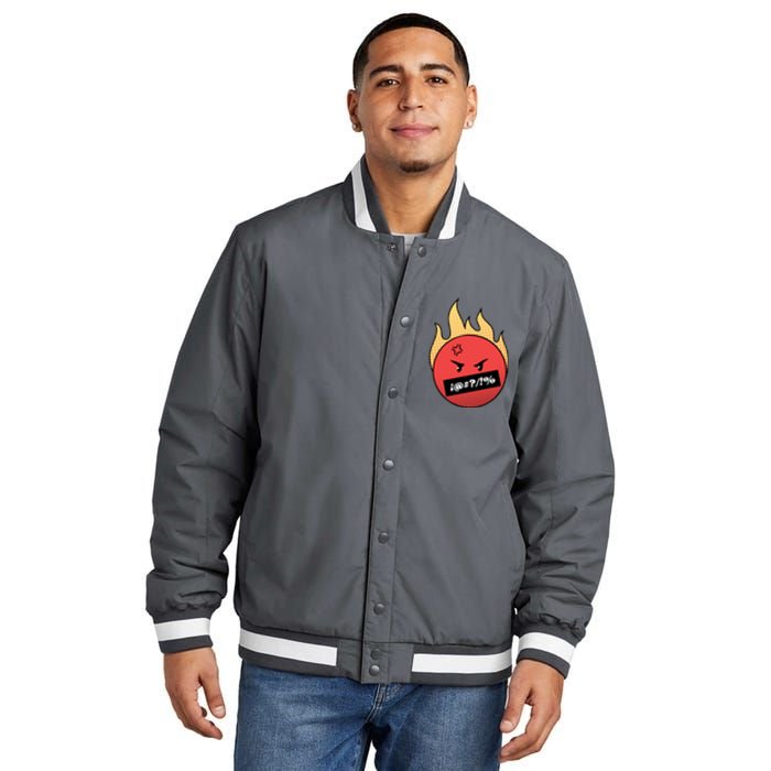 Angry Flaming Emoji Insulated Varsity Jacket