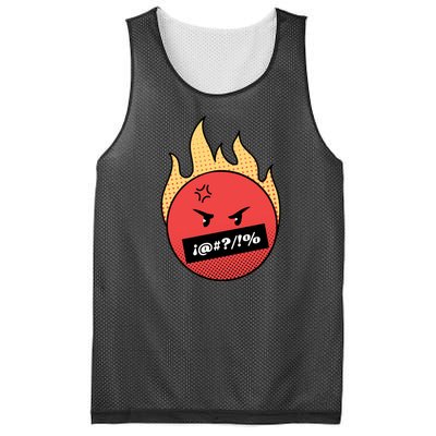 Angry Flaming Emoji Mesh Reversible Basketball Jersey Tank