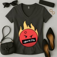 Angry Flaming Emoji Women's V-Neck T-Shirt