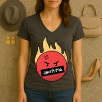 Angry Flaming Emoji Women's V-Neck T-Shirt