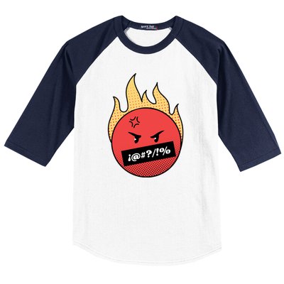 Angry Flaming Emoji Baseball Sleeve Shirt