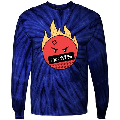 Angry Flaming Emoji Tie-Dye Long Sleeve Shirt