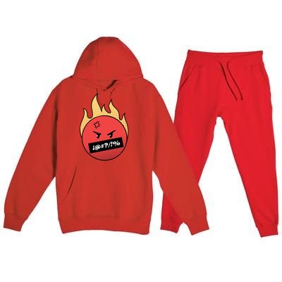 Angry Flaming Emoji Premium Hooded Sweatsuit Set