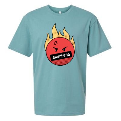 Angry Flaming Emoji Sueded Cloud Jersey T-Shirt