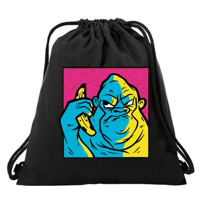 Angry Gorilla Banana Drawstring Bag