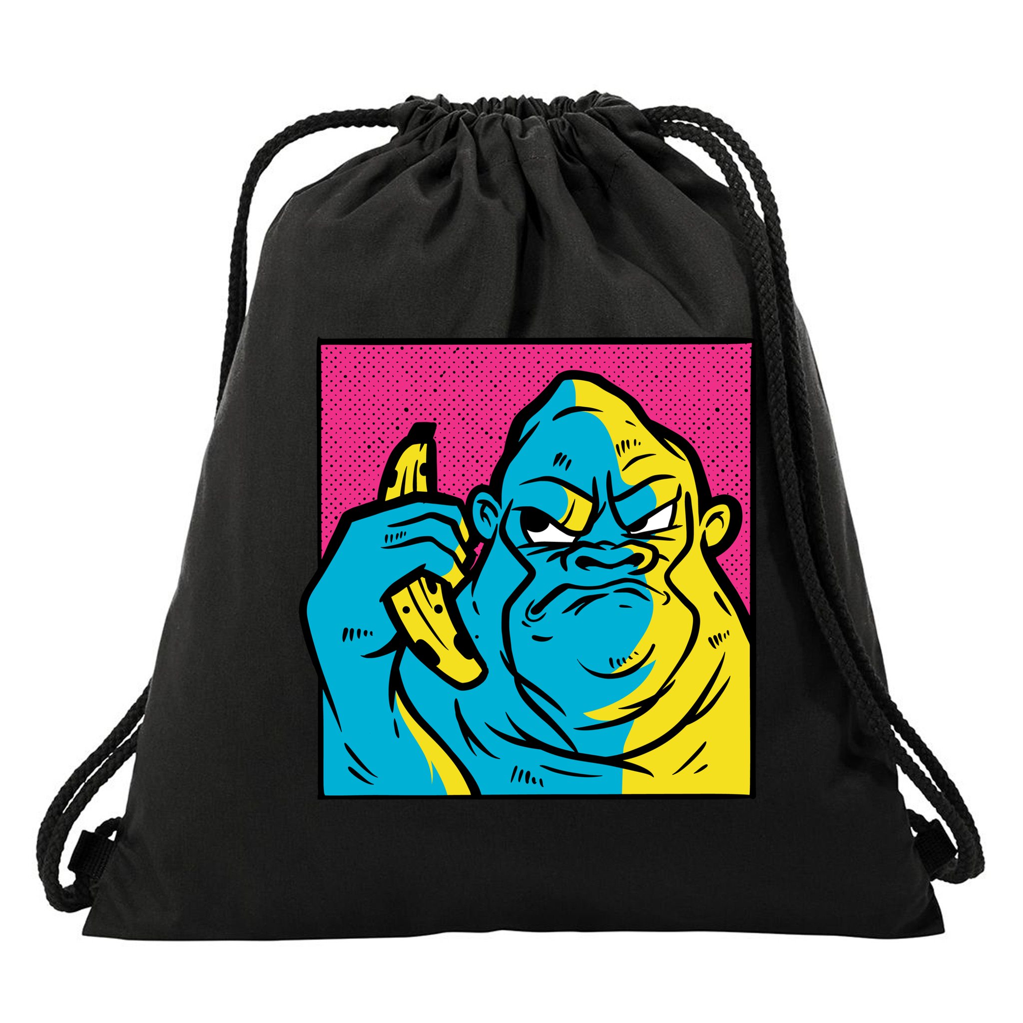 Angry Gorilla Banana Drawstring Bag